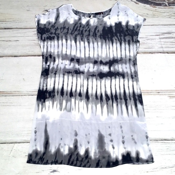Kaii Dress Silk Tie Dye White Gray Small - Picture 1 of 14